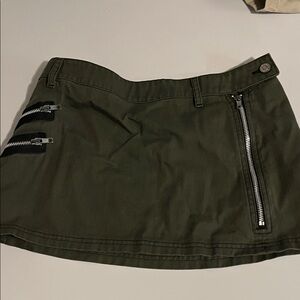 Dickies Olive Green Mini Skirt with Silver Zippers